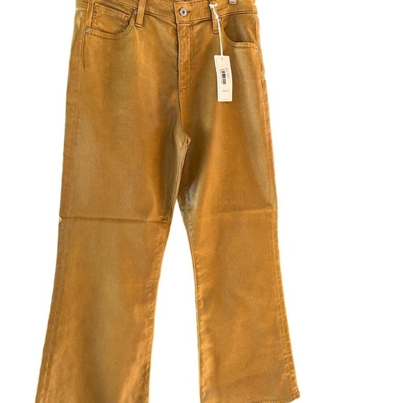AG the quinne coated high waisted crop flare jean mustard yellow size 31 - Picture 3 of 13